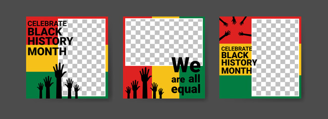 Fototapeta premium Collection of black history month social media posts. Celebrating black history month.