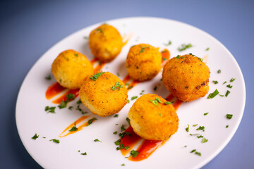 Broccoli croquettes with cheese. Traditional spanish tapa.