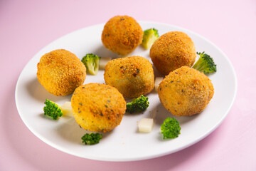 Broccoli croquettes with cheese. Traditional spanish tapa.