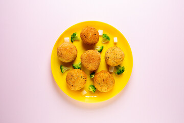 Broccoli croquettes with cheese. Traditional spanish tapa.