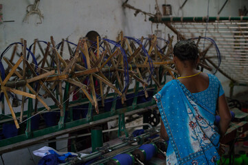 Obraz na płótnie Canvas Textile Production in Tamil Nadu, India