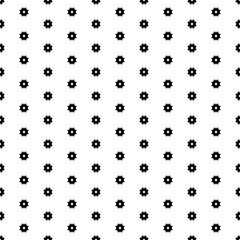 Square seamless background pattern from geometric shapes. The pattern is evenly filled with black gear symbols. Vector illustration on white background