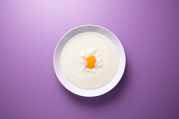 Poached egg with potato cream and mushrooms