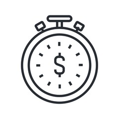 Time is money concept icon. Line vector illustration.