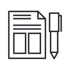 Income statement writing icon in line style. Financial audit report, accounting sign.