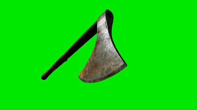 old Battle ax on green chromakey background