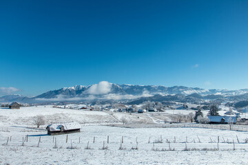 Amazing countryside landscape in winter time in the mountain