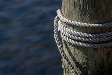 Rope tied at dock