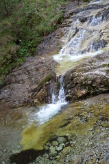 Fototapeta na wymiar dolina Białego Potoku, małe wodospady na potoku, Tatry, Polska