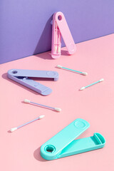 Creative composition with reusable silicone swab. Alternative to cotton buds