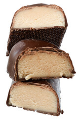 Chocolate marzipan bar isolated