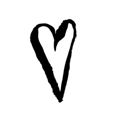 Grunge heart. Valentine day print. Vector illustration.