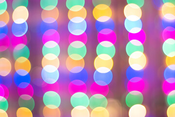 Christmas and New Year. Garland. Multi-colored bokeh. Background, wallpaper, banner.