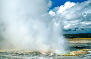 Geyser eruption in Yellowstone National Park, USA