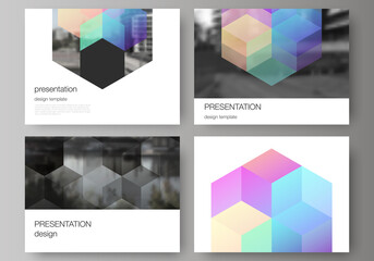 Vector layout of the presentation slides design business templates, multipurpose template with abstract shapes and colors for presentation brochure, brochure cover, business report.