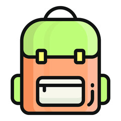 bag vector color outline icon, school and education icon