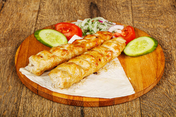 Chicken kebab with minced meat