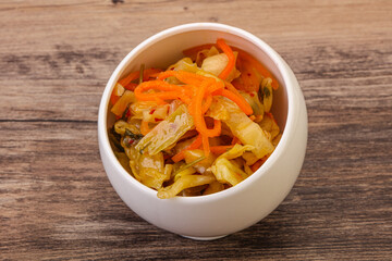 Spicy pickled cabbage with carrot