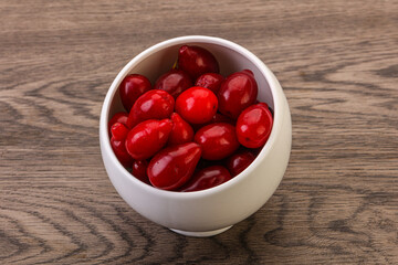 Sweet and ripe cornel berries