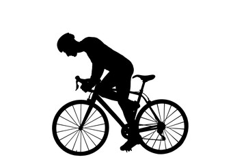 Obraz premium Black silhouette of a cyclist