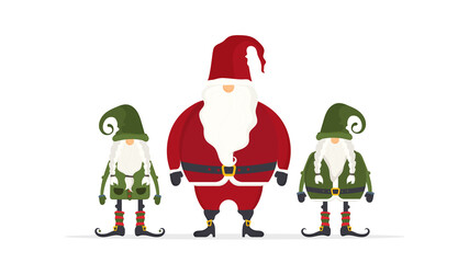 Santa Claus and Christmas gnomes. New year concept. Vector.