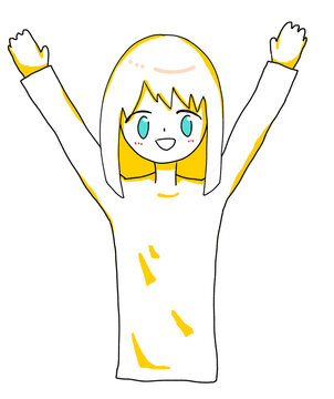 recommend clip art: 笑って両手を上げる女の子