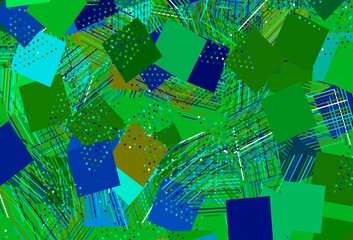 Light Blue, Green vector background with triangles, circles, cubes.