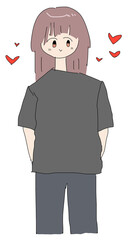 ハートマークとニコニコしている可愛い女の子