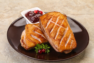 Roasted duck breast with sauce