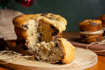 Delicious chocolate panettone for Christmas.