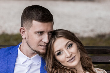Fototapeta premium Beautiful young couple. Wedding. A family