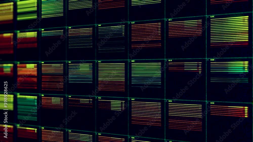 Poster moving bars of colorful audio equalizer, seamless loop. animation. complex system of an abstract mus