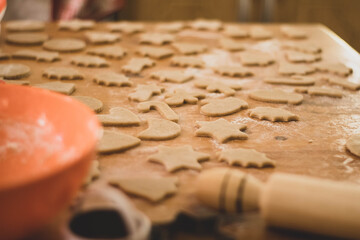 christmas Ginger cookie on wooden table