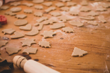 christmas Ginger cookie on wooden table