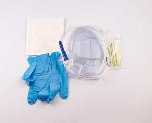 Sterile enema set, composed of: 1500 ml enema bag, atraumatic soft tube / catheter for connection.