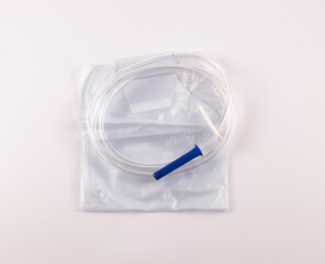 Sterile enema set, composed of: 1500 ml enema bag, atraumatic soft tube / catheter for connection.