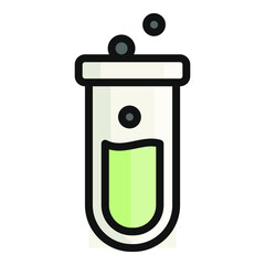 test tube flat outline icon, school and education icon