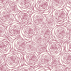 Rose outline seamless background. Beautiful floral background. Floral design element. Can be used for textile, book cover, wedding invitation.