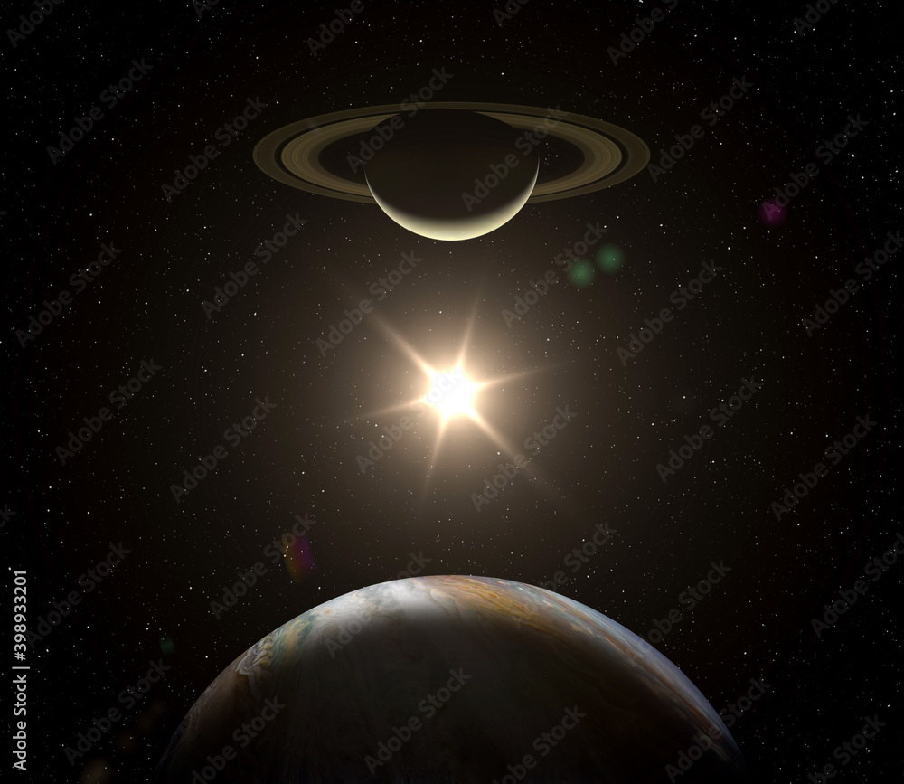 Canvas Prints solar system planets jupiter and saturn. elements of this image furnished by nasa.