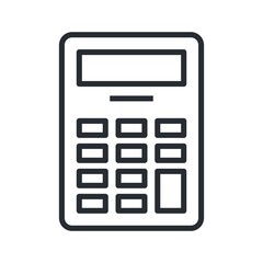 Calculator vector icon in line design style. Accounting, math sign.