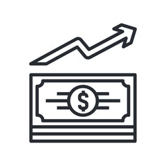 Money increase icon. Market growth symbol. Vector illustration.