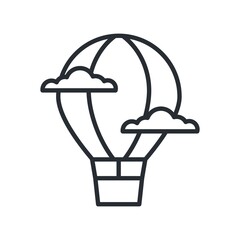 Hot air balloon icon in line design style.