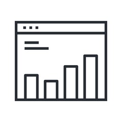 Line design vector illustration of website analytics. SEO, search engine optimization process with web page.