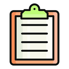 clipboard flat outline icon, school and education icon