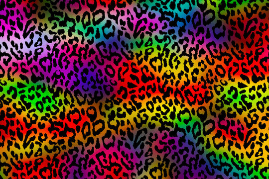 Abstract background illustration of black and multicolored animal print 