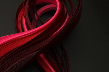Red and black color strip wave paper. Abstract texture background.