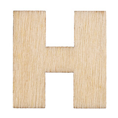 Litera H wycięta z drewna