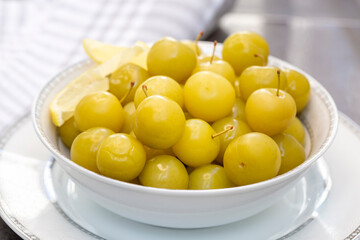 Plums that are pickled when still raw help in preserving food. Pickled plums are delicious.