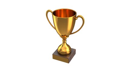 3D render of Gold Trophy Cup isolated on white