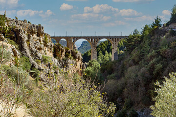 Historical Varda Bridge, Turkey / Adana. Travel concept photo.